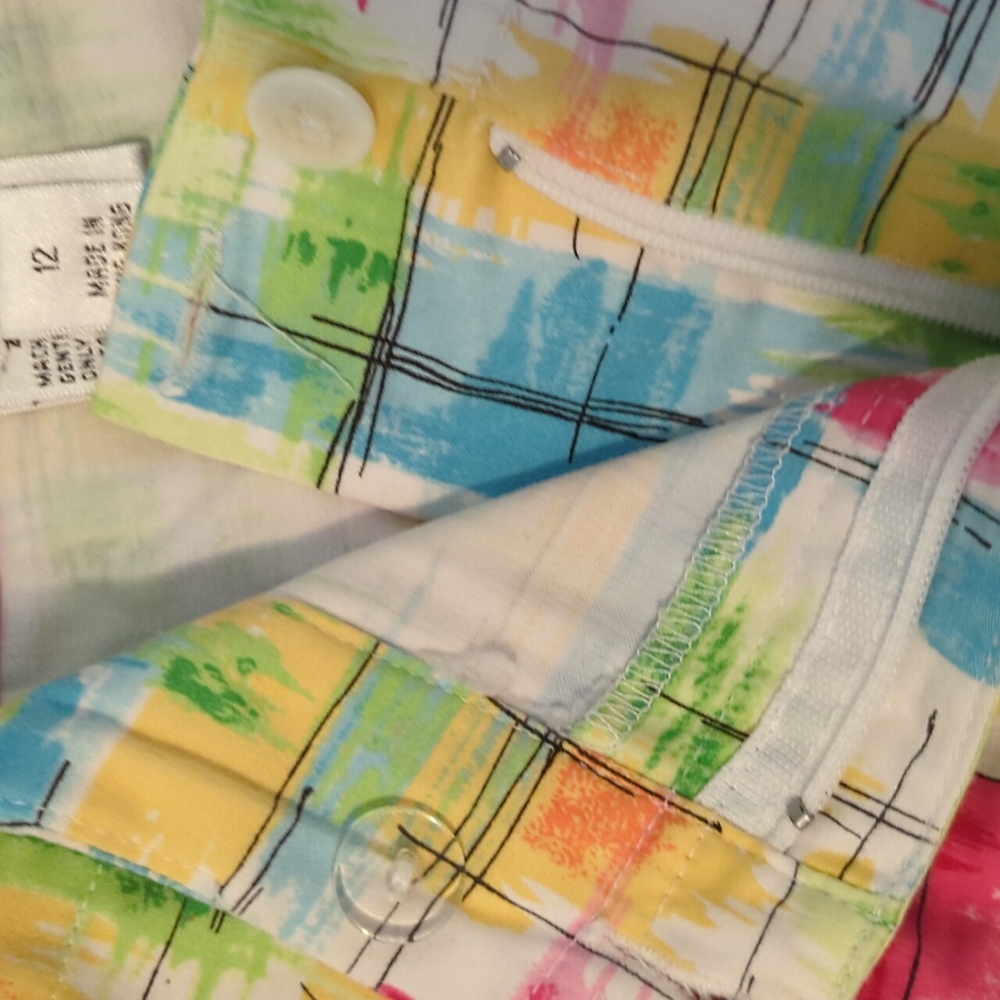 Talbots Stretch Size 12 Multi Colored Cotton Span… - image 6
